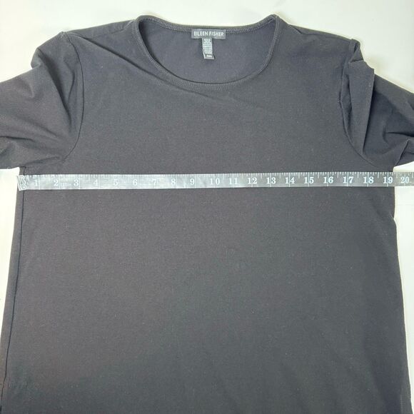 Eileen Fisher Womens Medium Black Tunic Blouse Curved Hem Minimalist Lagenlook - Picture 7 of 11